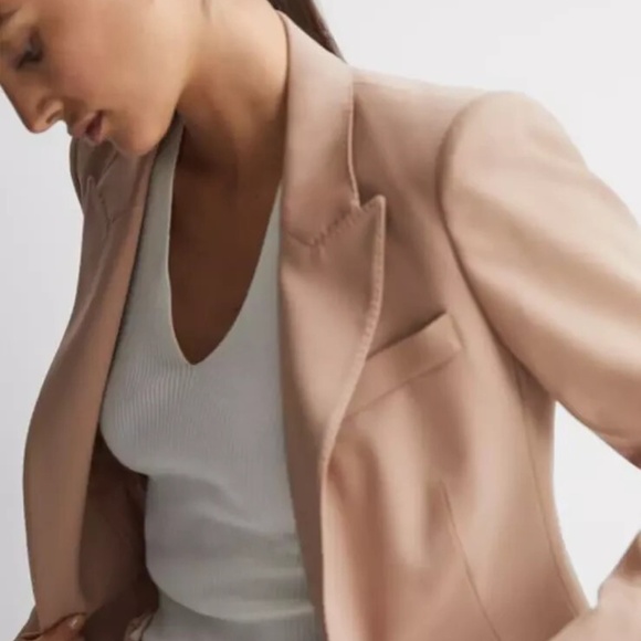 Unworn Reiss Marlie Single Breasted Wool Blend Blazer in Camel - Picture 3 of 12